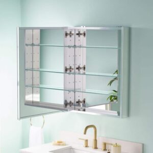 WELLFOR 24" W x 30" H Medium Rectangular Aluminum Medicine Cabinet with Mirror