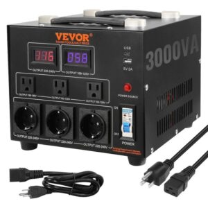 VEVOR Voltage Converter 3000W 110/220V US/EU Outlet 5V USB CE Certified