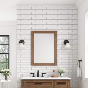 Home Decorators Caville 24" x 32" Framed Bathroom Mirror Almond Latte