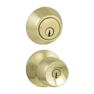 Defiant Brandywine Polished Brass Combo Pack with Single Cylinder Deadbolt