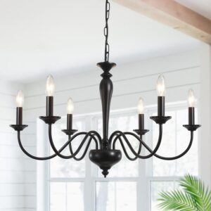 LWYTJO Tinoco 6-Light Black Candle Style Traditional Dimmable Chandelier Fixture