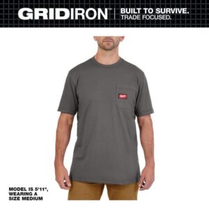 Milwaukee Men's Medium Gray GRIDIRON Cotton/Polyester Short-Sleeve Pocket TShirt