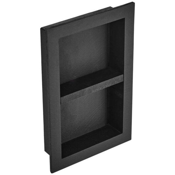 VEVOR 16x24x3.5 in. Shower Niche Double Shelf Organizer Black