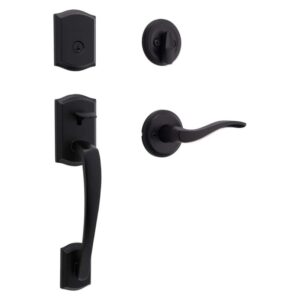 Kwikset Prescott Single Cylinder Handleset Sedona Matte Black SmartKey Security