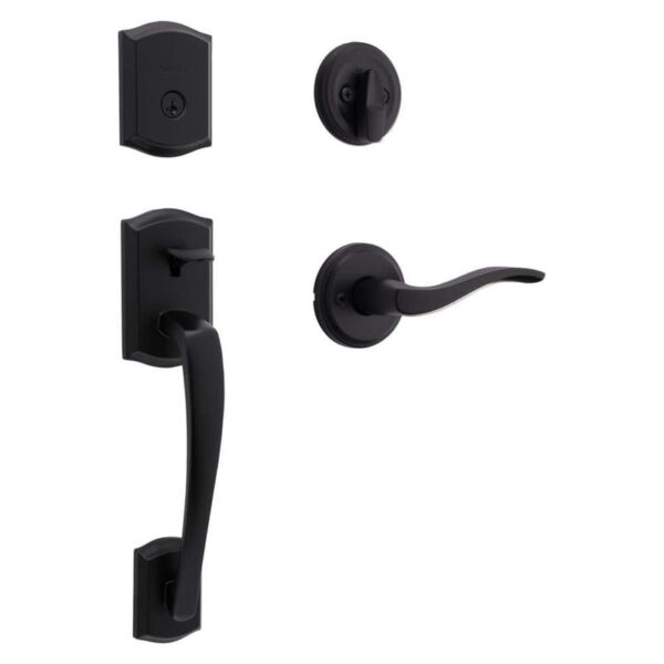 Kwikset Prescott Single Cylinder Handleset Sedona Matte Black SmartKey Security