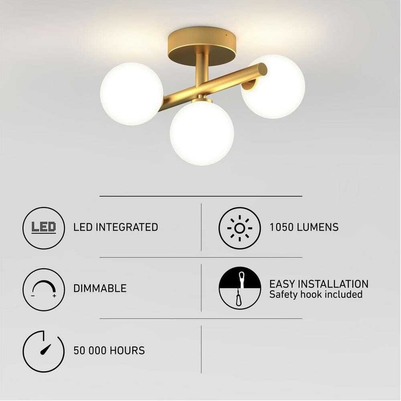 Artika Bloom 13 in. 15 Watt Modern Gold Integrated LED 5 CCT Flush Mount Ceiling - Image 3