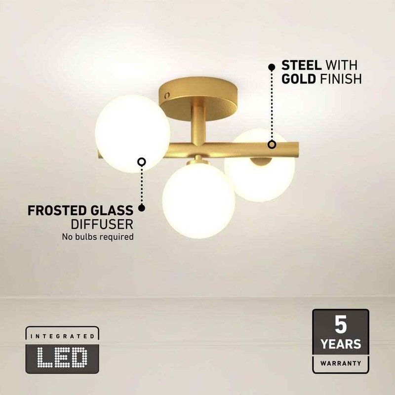 Artika Bloom 13 in. 15 Watt Modern Gold Integrated LED 5 CCT Flush Mount Ceiling - Image 4