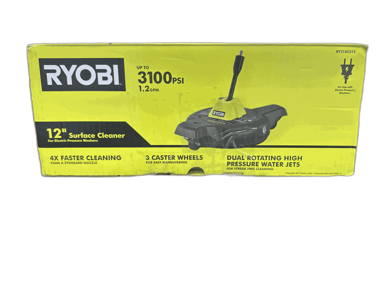 RYOBI 12 in. 3100 PSI Electric Pressure Washer Surface Cleaner w/Caster Wheels - Image 10