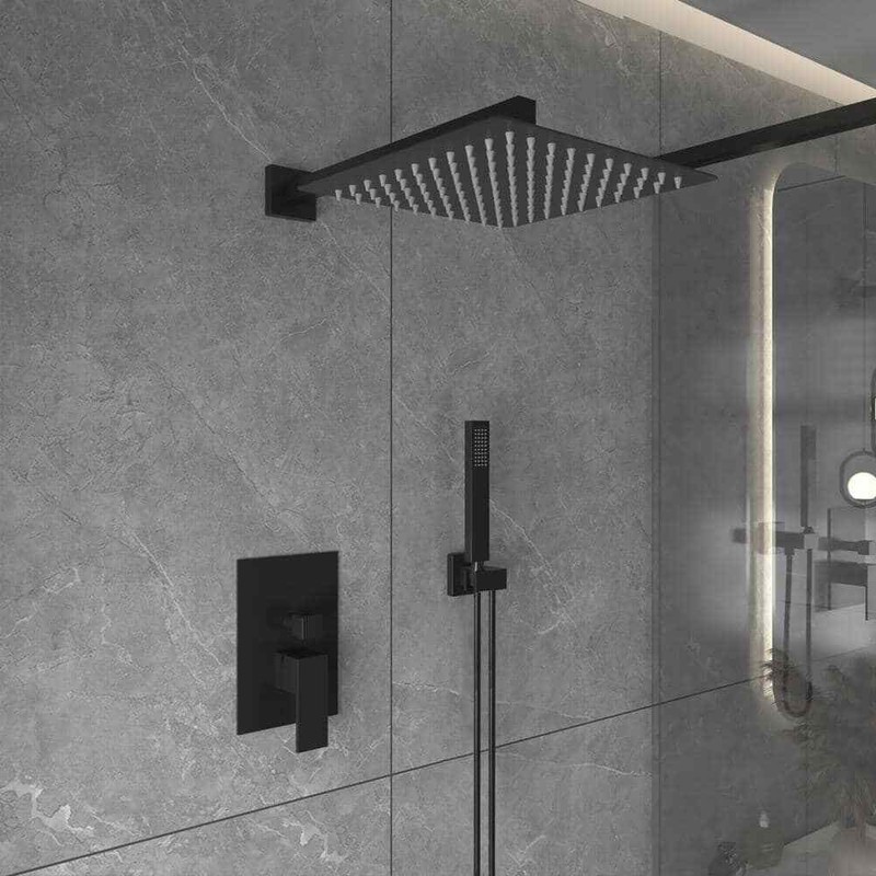 BWE Rainfall 2-Handle 2-Spray 12 in. Square High Pressure Shower Faucet w/Valve - Image 2