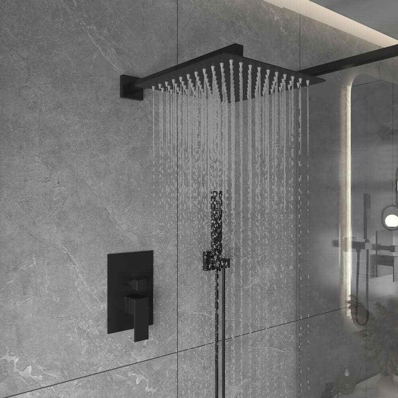 BWE Rainfall 2-Handle 2-Spray 12 in. Square High Pressure Shower Faucet w/Valve - Image 3