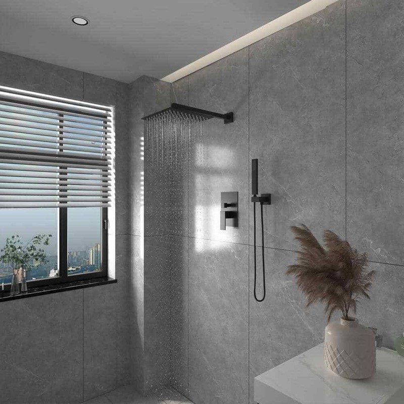 BWE Rainfall 2-Handle 2-Spray 12 in. Square High Pressure Shower Faucet w/Valve - Image 4