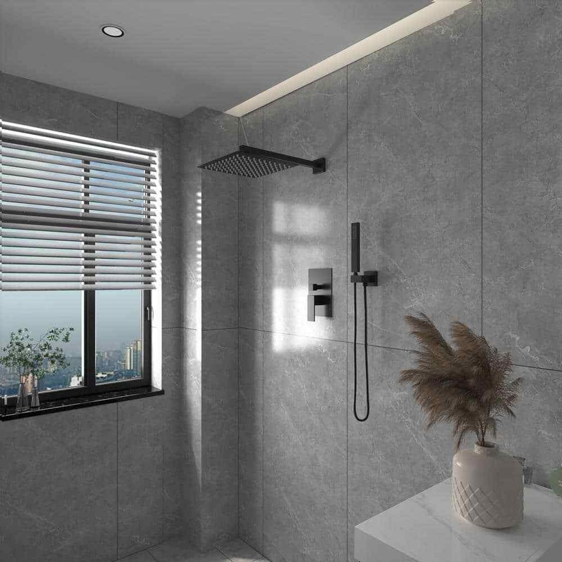 BWE Rainfall 2-Handle 2-Spray 12 in. Square High Pressure Shower Faucet w/Valve - Image 5