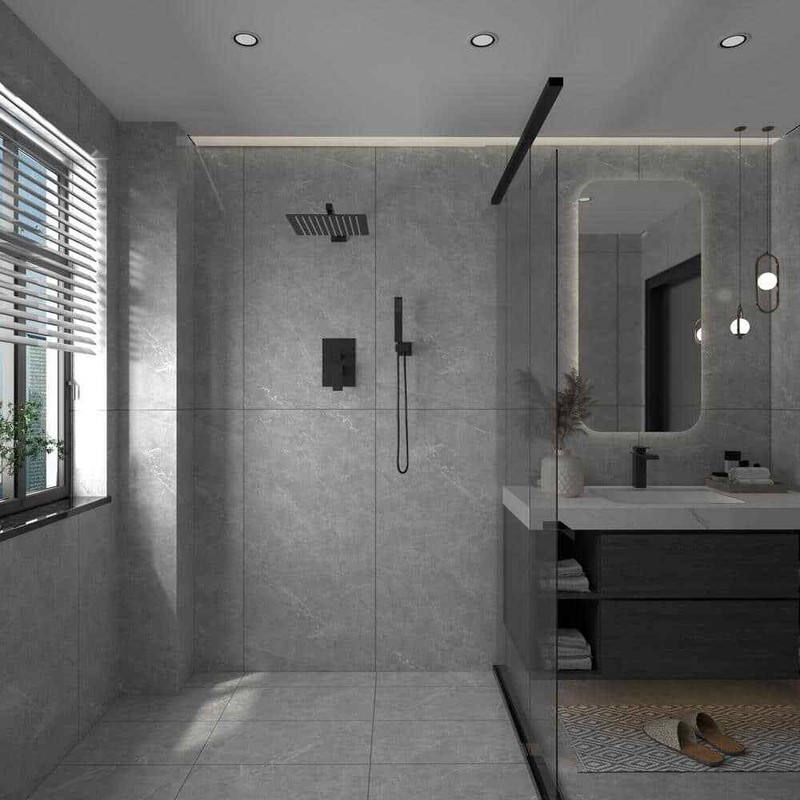 BWE Rainfall 2-Handle 2-Spray 12 in. Square High Pressure Shower Faucet w/Valve - Image 7