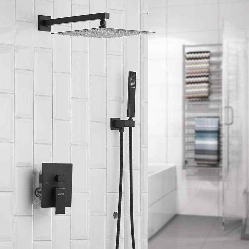 BWE Rainfall 2-Handle 2-Spray 12 in. Square High Pressure Shower Faucet w/Valve - Image 8