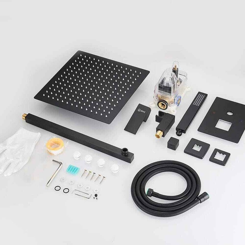 BWE Rainfall 2-Handle 2-Spray 12 in. Square High Pressure Shower Faucet w/Valve - Image 11