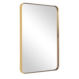 KIOTEE 40x36 Rectangular Tempered Glass Bathroom Mirror Brushed Gold