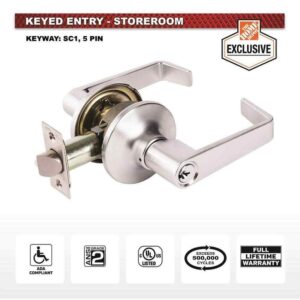 Universal Hardware Storeroom Lever ADA Grade2 Satin Chrome Light Duty Commercial