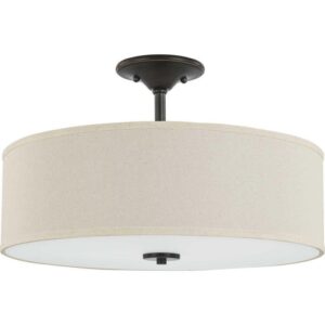 Progress Lighting 18" Antique Bronze 3-Light Drum Semi-Flush Mount Ceiling Light