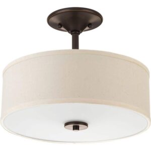 Progress Lighting 13 in. 2-Light Antique Bronze Semi-Flush Ceiling Mount Shade