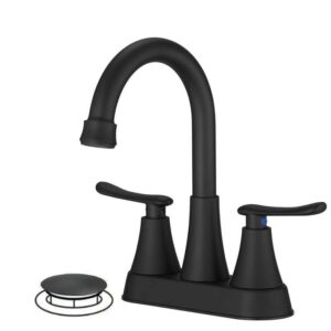 HOMEMYSTIQUE 4 in. Centerset Double Handle Bathroom Faucet Matte Black