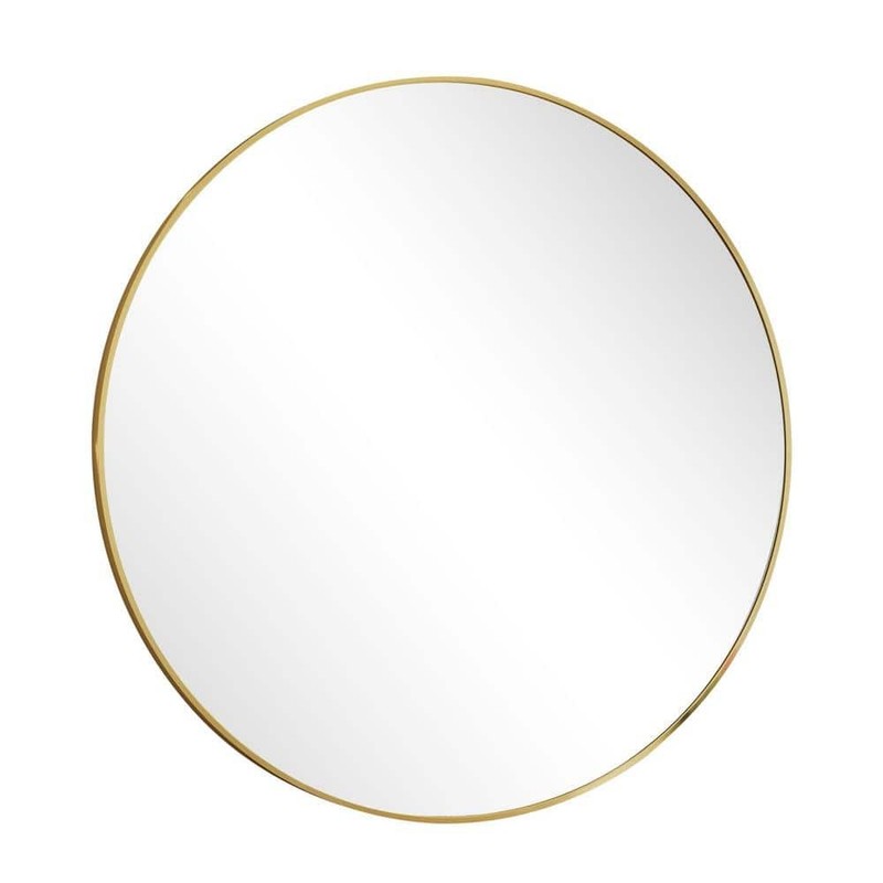 GLSLAND 24 in. W x 24 in. H Round Metal Framed Wall Bathroom Vanity Mirror Gold - Image 7