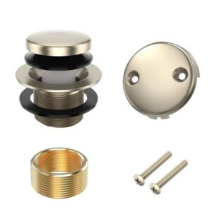 Wudkey Bathtub Drain Kit Brushed Nickel, Two-Hole Overflow, Fine/Coarse Thread