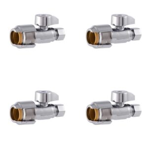SharkBite Max 1/2 in Push-to-Connect Chrome-Plated Brass Stop Valve 4-Pack