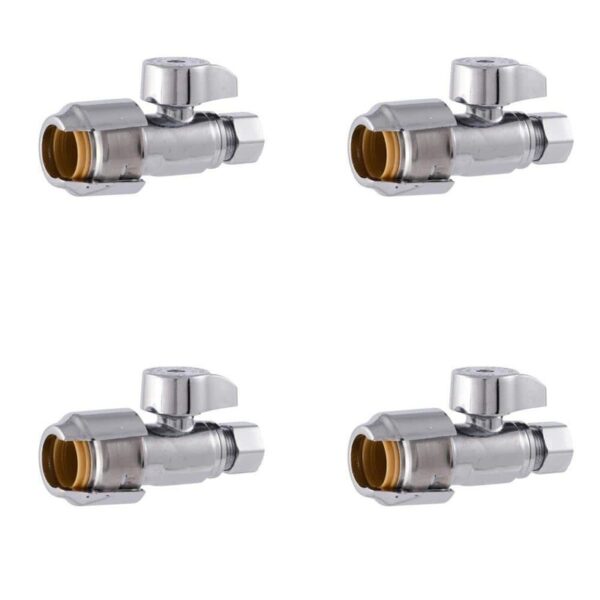 SharkBite Max 1/2 in Push-to-Connect Chrome-Plated Brass Stop Valve 4-Pack