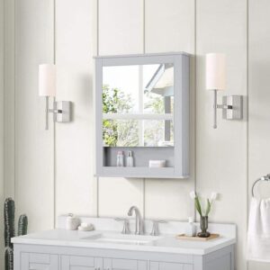 Home Decorators Sepal 24"W x 5"D x 30"H Dove Gray Medicine Cabinet with Mirror