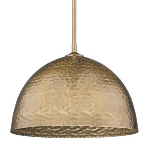 Golden Lighting Shepard 1-Light Modern Brass Pendant-Light with Steel Shade