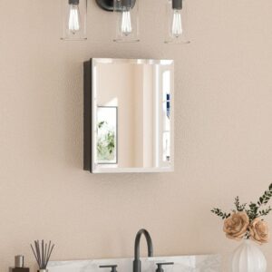 KeonJinn 14x18 in. Beveled Frameless Medicine Cabinet Mirror Surface/Recessed