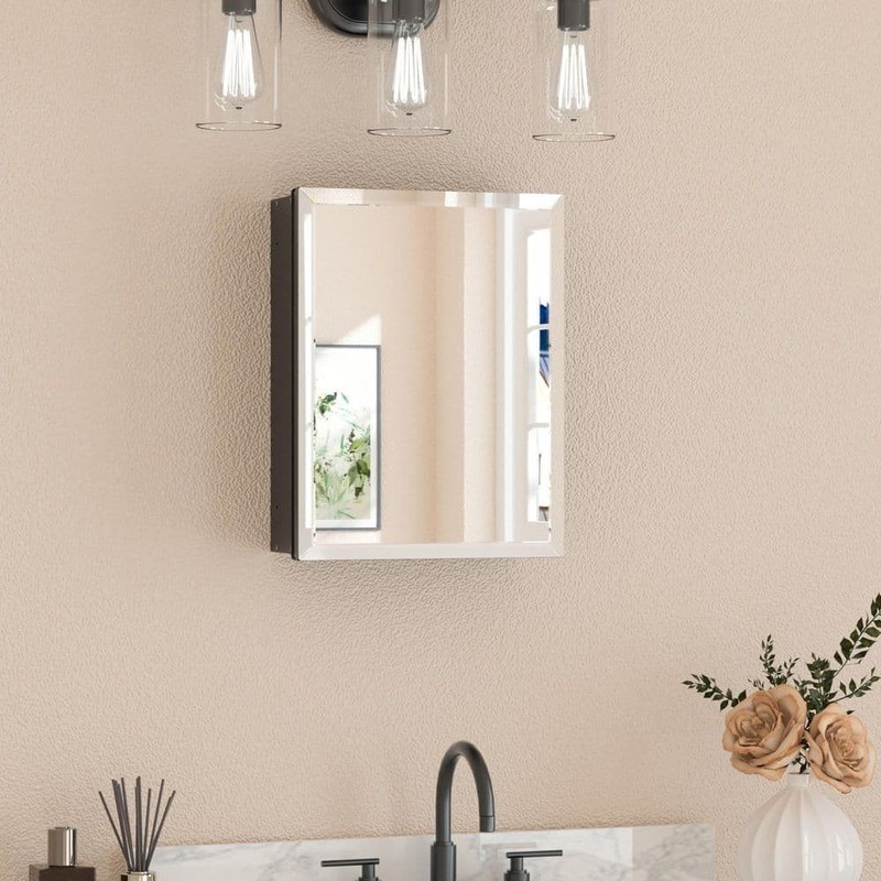 KeonJinn 14x18 in. Beveled Frameless Medicine Cabinet Mirror Surface/Recessed