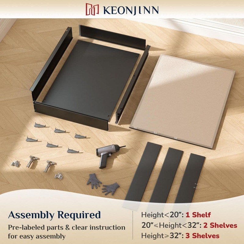 KeonJinn 14x18 in. Beveled Frameless Medicine Cabinet Mirror Surface/Recessed - Image 3