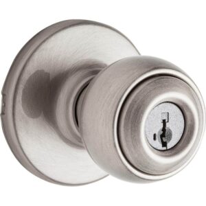 Kwikset Polo Satin Nickel Entry Door Knob Featuring SmartKey Security