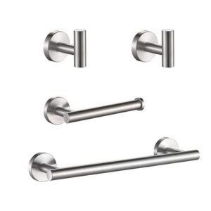 FORIOUS Bathroom Accessories Set 4-Piece Brushed Nickel Towel Bar & Holder