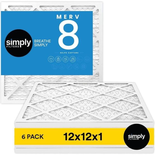 Simply 12x12x1 MERV 8 MPR 600 Pleated Furnace Air Filter 6-Pack