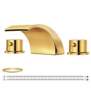 AKLFGN 8 in. Widespread Bathroom Faucet 3-Hole Sink Polished Gold