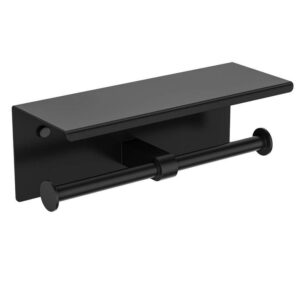 Forious Pro Stainless Steel Wall Mounted Double Post Toilet Paper Holder Black