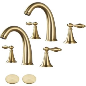 AKLFGN 8 in. Widespread Bathroom Faucet 3 Hole Sink Faucet Brushed Gold (2-Pack)