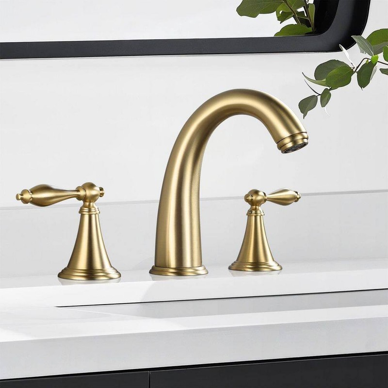 AKLFGN 8 in. Widespread Bathroom Faucet 3 Hole Sink Faucet Brushed Gold (2-Pack) - Image 7