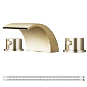 AKLFGN 8 in. Widespread Bathroom Faucet 3-Hole Sink in Brushed Gold