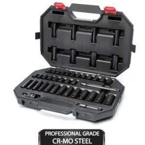 Husky 3/8 in. Drive SAE/Metric 6-Point Impact Socket Set (44-Piece)