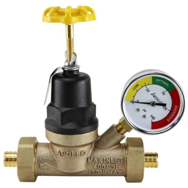 Apollo 3/4 in. Bronze Double Union PEX-B Water Pressure Regulator with Gauge