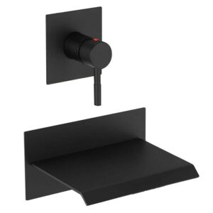 BWE Wall Mount Spout Waterfall Tub Faucet Bathtub Filler Matte Black