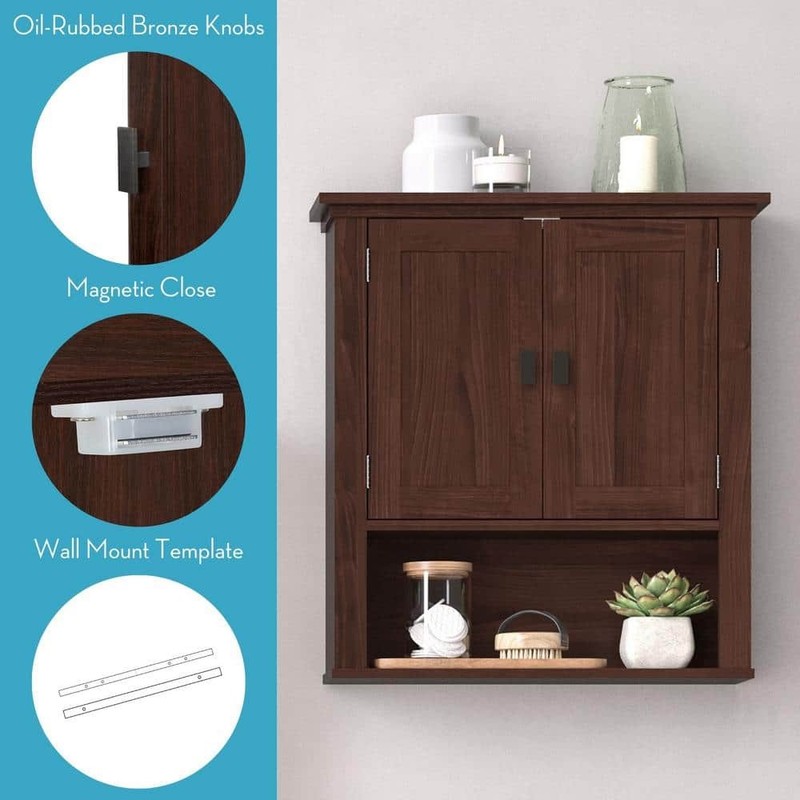 RiverRidge Home Hayward 24.5" H x 22.81" W Bathroom Storage Cabinet Dark Wood - Image 6