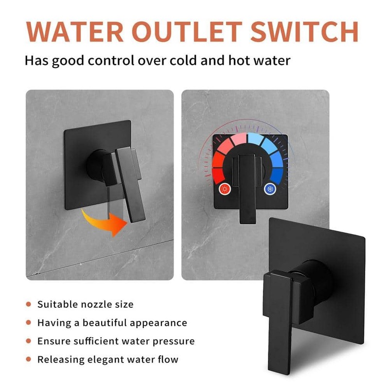 BWE Wall Mount Sink Faucet Tub Filler Matte Black Waterfall Spout - Image 2