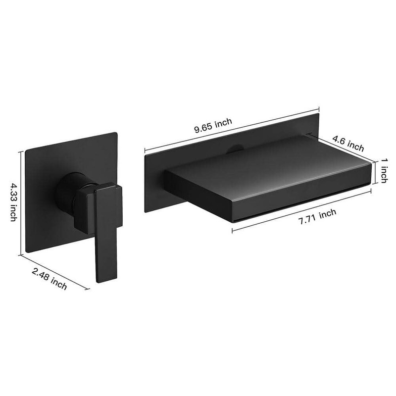 BWE Wall Mount Sink Faucet Tub Filler Matte Black Waterfall Spout - Image 7