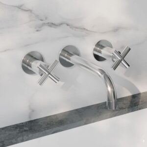 Swiss Madison Ivy 8 in. Widespread Double Cross-Handle Wall Mount Faucet Chrome
