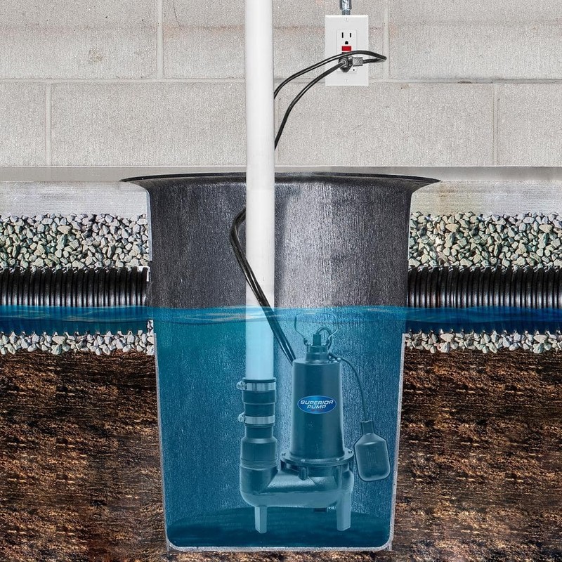 Superior Pump 1/2 HP Submersible Cast Iron Sewage Ejector Pump - Image 6