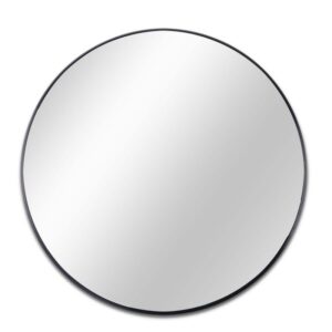 Qualler 16" Round Metal Frame Bathroom Vanity Mirror Black